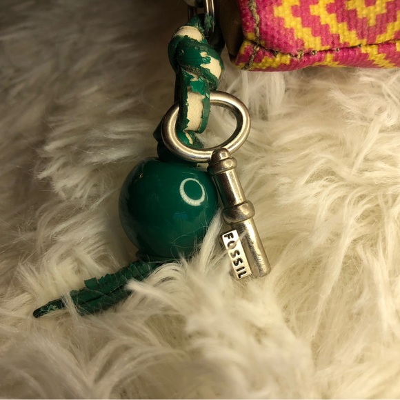 Fossil Blue Elephant Pattern Pouch with Pink Trim - Picture 13 of 13